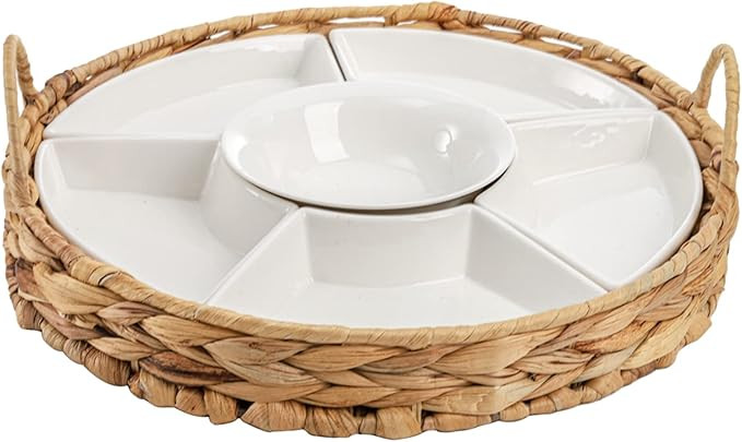 AVLA Ceramic Divided Serving Dishes, Porcelain Relish Tray, Party Appetizer Platter, 6 Removable ... | Amazon (US)