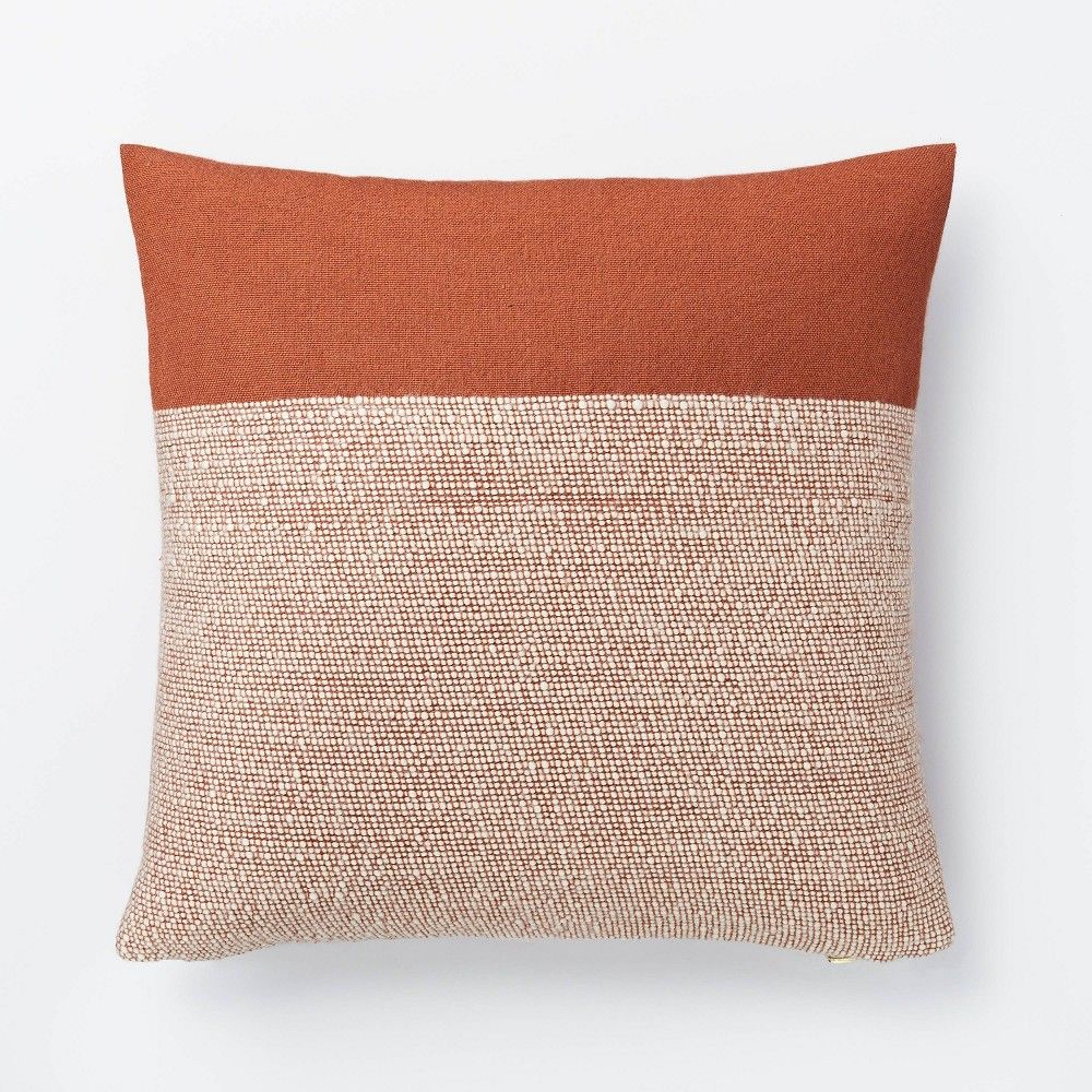 Color Block Square Throw Pillow Cream/Rust - Threshold designed with Studio McGee | Target