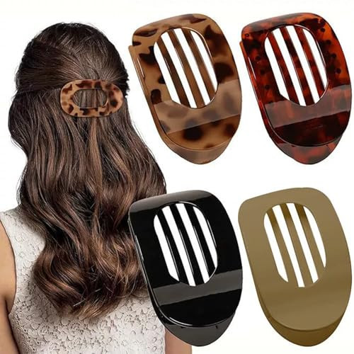 BoAn 4 PCS Flat Hair Clips,Secure Hold Hair Claw Clips,ound Lay Down Claw Clips for Women,Strong Hold Side Hair Clips for Thick Thin Hair,Comfortable Curved Flat Clips for Lying,Driving and More | Amazon (US)