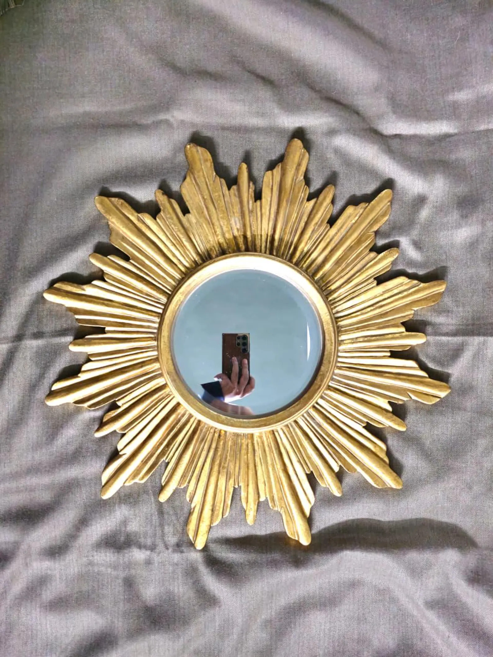 Sunburst Wooden Frame Mirror – 19th Century Style, 23.5" Boho Wall Décor | Etsy (US)