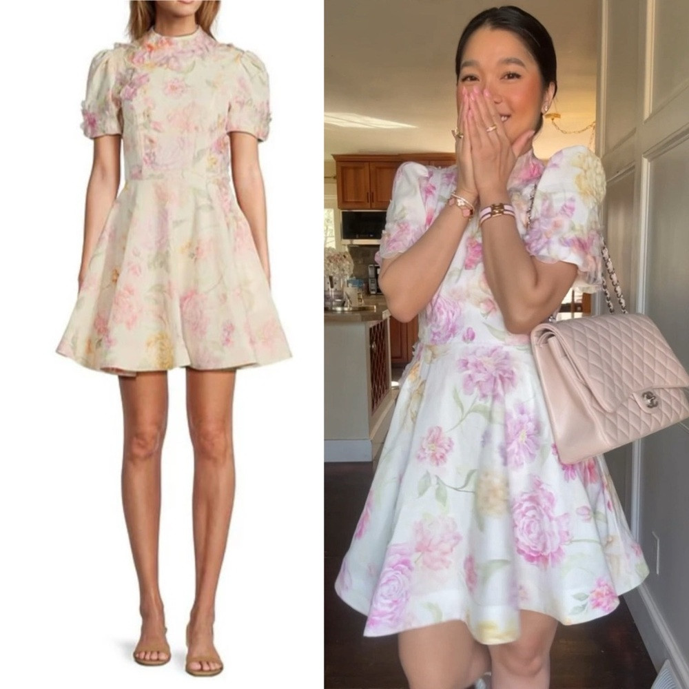 NWT Antonio Melani Iris Linen Floral Print Mockneck Short Sleeve Dress Sz 8 | Poshmark