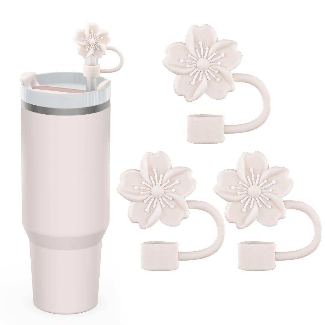 Straw Cover Cap for Stanley Cup, 3Pcs Cute Flower Straw Toppers Accessories Compatible with Stanl... | Amazon (US)