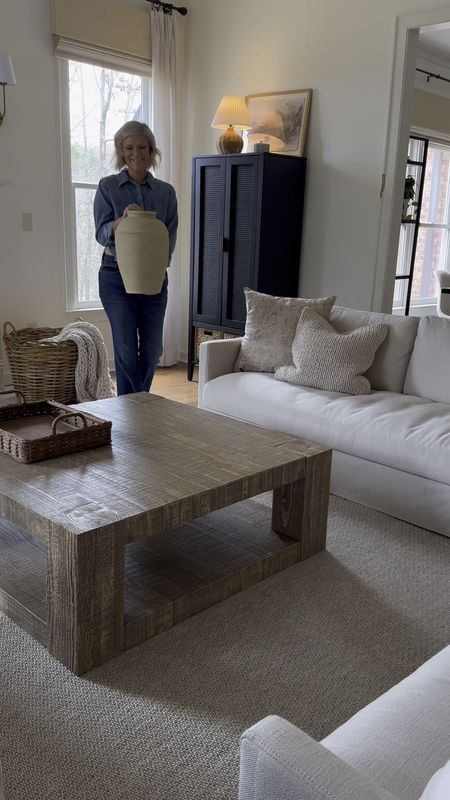 Spring living room with decorated coffee table // Pottery Barn reclaimed wood coffee table // Target decor // books // Amazon home 

#LTKVideo #LTKSpringSale #LTKhome