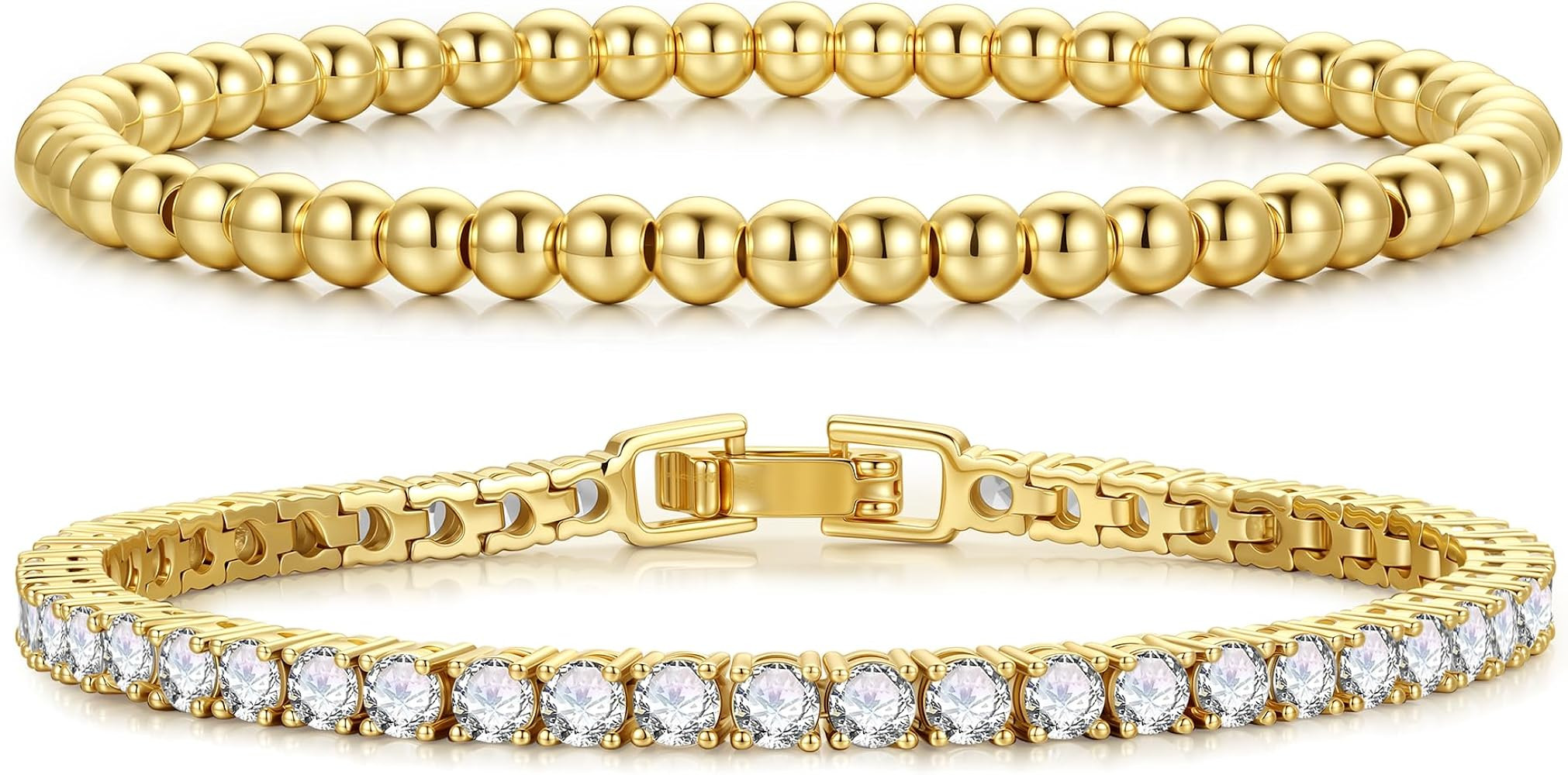 Turandoss Gold Tennis Bracelets for Women - Dainty 14K Gold Plated Tennis Bracelet Personalized 3... | Amazon (US)