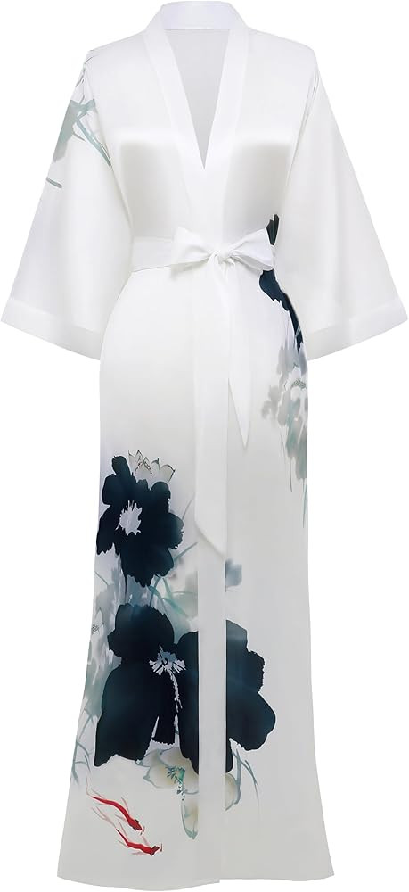 PRODESIGN Kimono Robe for Women - Long Satin Sleepwear Silky Kimono Cover-Up Nightgown Japanese B... | Amazon (US)