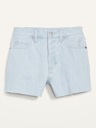 Higher High-Waisted Button-Fly Sky-Hi A-Line Cut-Off Railroad Stripe Non-Stretch Jean Shorts for ... | Old Navy (US)