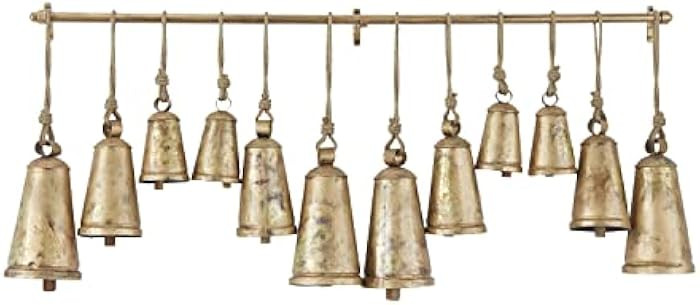Deco 79 Metal Tibetan Inspired Meditation Decorative Cow Bell with Jute Hanging Rope and Rod, 48"... | Amazon (US)