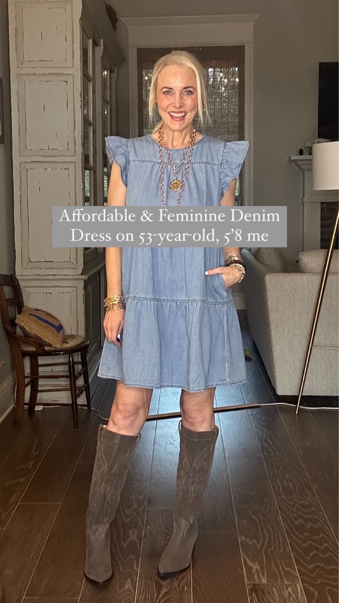 I love adding spring dress in material that I can wear most of the year, too. Today’s classroom OOTD is a size-inclusive denim ruffle sleeve dress from Amazon that can be worn with boots and a long coatigan now & in the fall yet worn with sandals as it gets warmer. Would also be adorable with fashion sneakers and a hat! XS-XXL and 8 color washes. I’m in the medium in the color called Roadknight Blue & it’s not too short for my 5’8 self! My boots are from VICI in the color Charcoal. They are also on sale today for $71 (I paid $102!). 

My jewelry is all linked here except for my coin necklaces and bracelet. I do have a separate link and discount code for it. I’m happy to get it to you if you’d like.


#LTKSpringSale