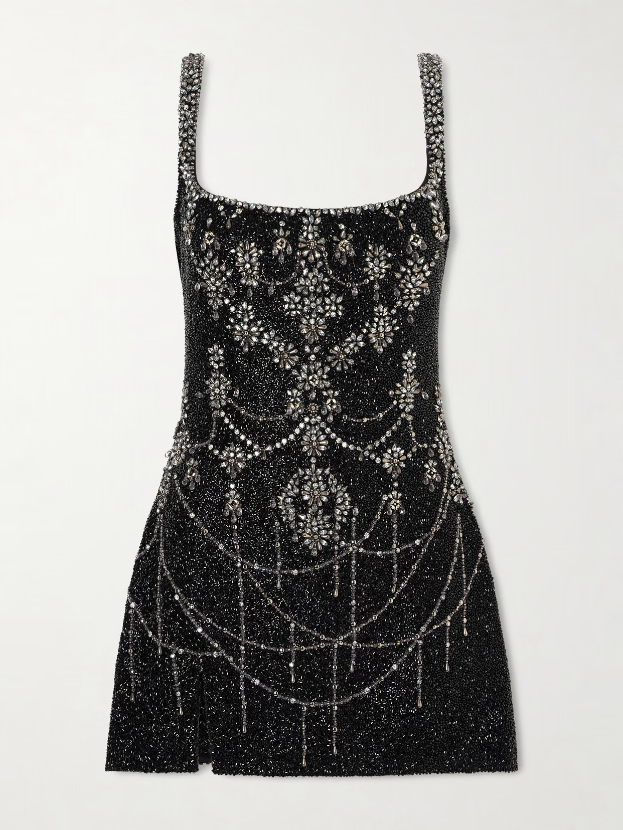 Clio Peppiatt - Crystal-embellished Beaded Mesh Mini Dress - Black | NET-A-PORTER (US)