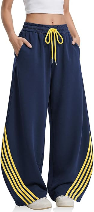 TARSE Women\u2019s Baggy Barrel Striped Sweatpants Baggy Y2K Style | Amazon (US)