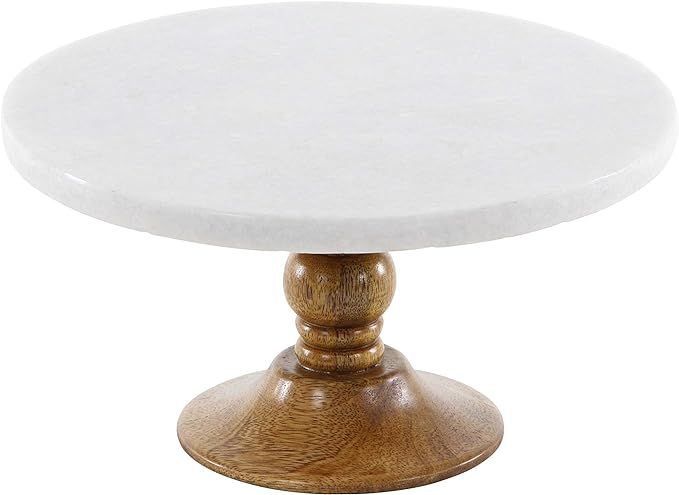 Deco 79 94520 Mango Wood and Marble Cake Stand, 10x10x5, Brown/White | Amazon (US)
