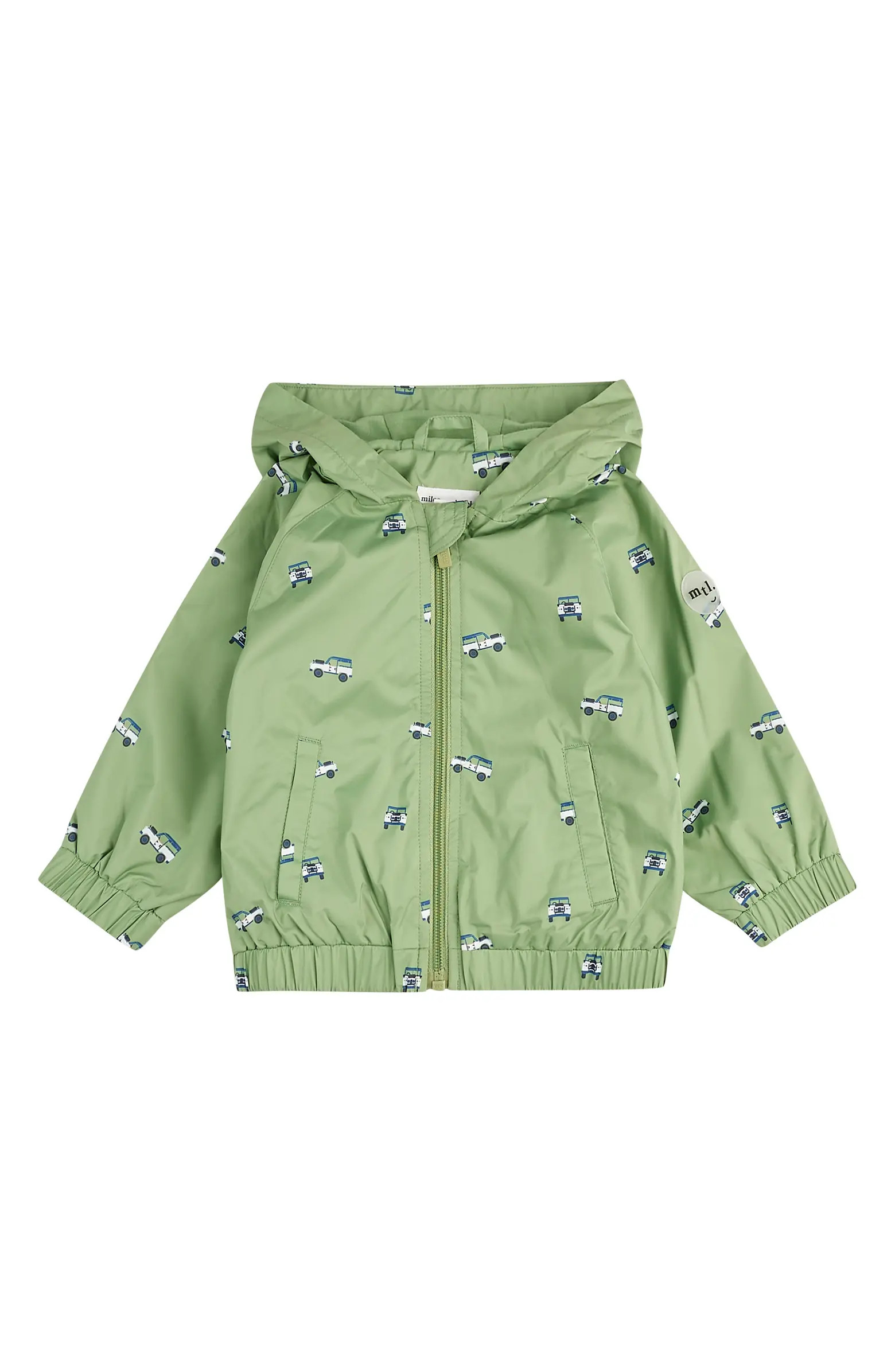 MILES BABY Jeep Print Water Resistant Hooded Windbreaker | Nordstrom | Nordstrom