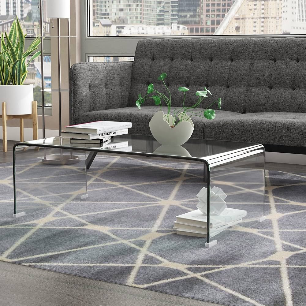 Meihua Glass Coffee Table for Living Room, Clear Coffee Table with 0.47 inch Tempered Glass, Smal... | Amazon (US)