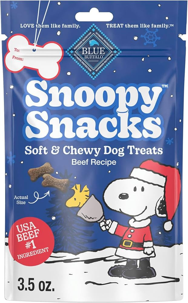 Blue Buffalo Snoopy Snacks Soft & Chewy Dog Treats, Holiday Stocking Stuffers for Dogs, Beef Reci... | Amazon (US)