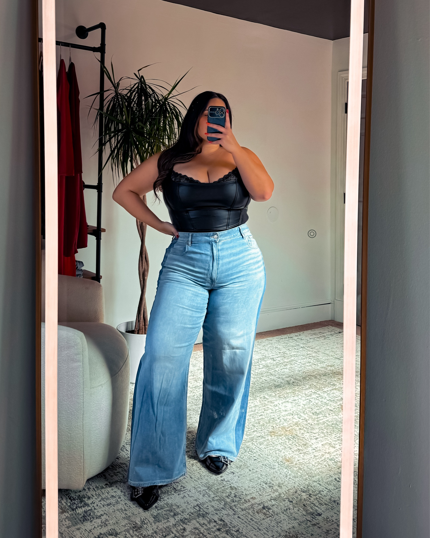 Bodysuit has built in Shapewear and is shown in size XXL 

Jeans are soft and stretchy like a pajama, can be sizes down 1-2 sizes. These are a size 14 SHORT. 

5’2” wearing FLATS 

#LTKStyleTip #LTKMidsize #LTKPlusSize