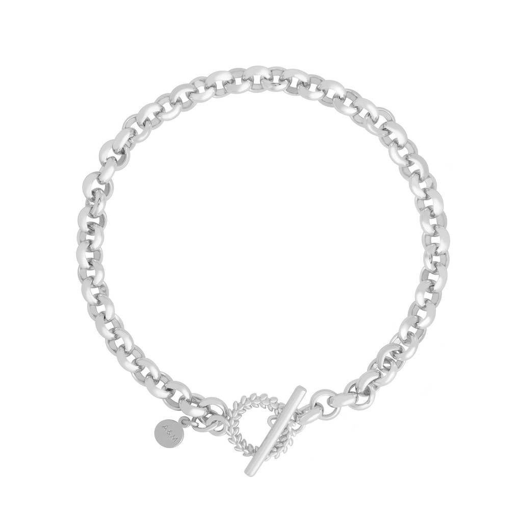 Wreath T-Bar Chunky Bracelet in Silver | Astrid and Miyu