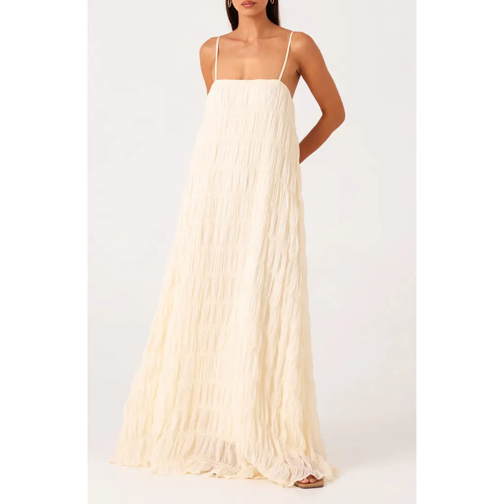 SNDYS Louisiana Smock Maxi Dress in Shell at Nordstrom, Size Medium | Nordstrom
