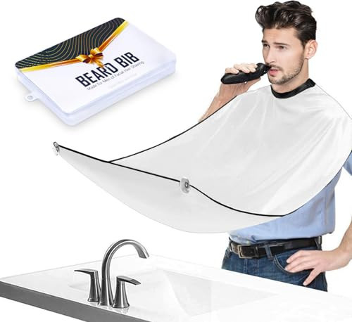 Beard Bib Apron for Men - Beard Trimming Catcher for Shaving with 5Pcs Eyebrow Facial Razors & 3 Suction Cups Waterproof Non-Stick Hair Catcher Grooming Cloth Gifts for Men Him Boyfriend | Amazon (US)