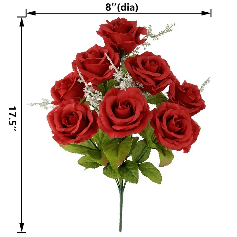 Mainstays Indoor Artificial Rose Bush, Red Color, Assembled Height 17.5" | Walmart (US)