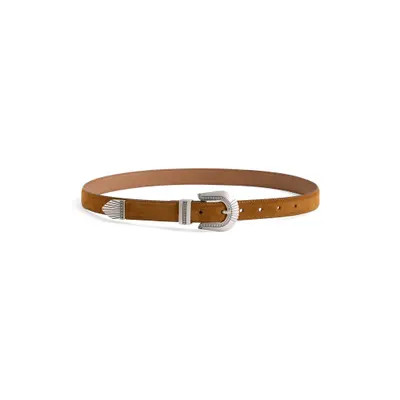 Madewell Suede Western Buckle Belt in Warm Chesnut at Nordstrom, Size Small | Nordstrom