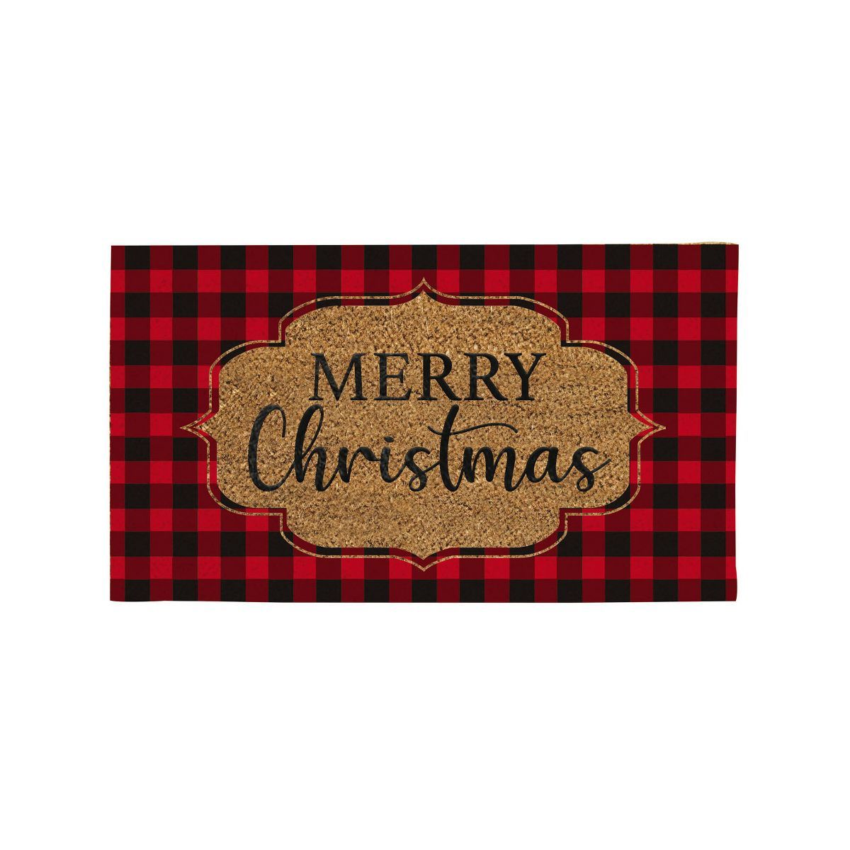 Evergreen Buffalo Check Christmas Indoor Outdoor Natural Coir Doormat 1'4"x2'4" Red | Target