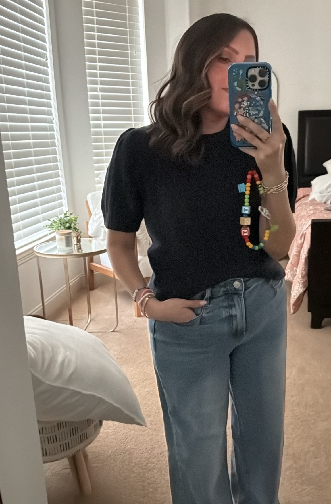 The cutest and softest navy blue sweater with puff sleeve. Pair with your favorite trousers or denim jeans  

#LTKMidsize #LTKPetite