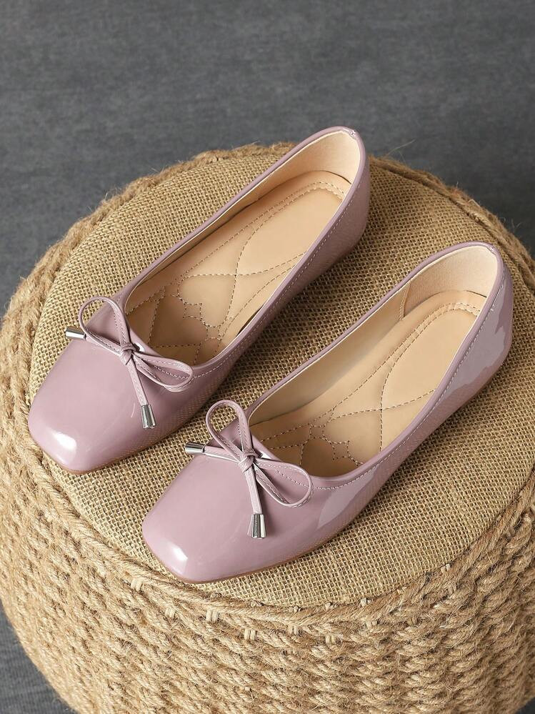 Women's Fashion Khaki Comfortable Black & White Square-Toe, Red Slip-On, Yellow Flat, Mint Green ... | SHEIN