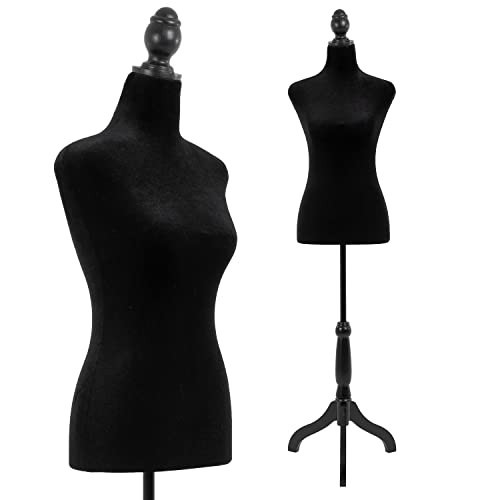 PayLessHere | Female Mannequin Torso | Black | Lightweight with 13.8" Height Adjustment, Dress Form Body with Wooden Tripod Base & Foam | for Shops, Tailoring, Window Display, Photography | Amazon (US)