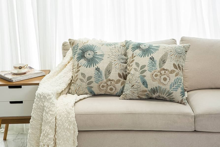 Pack of 2 Decorative Throw Pillows Cases Cushion Cover for Sofa Couch Bed,Sunflower Pattern,20x20... | Amazon (US)