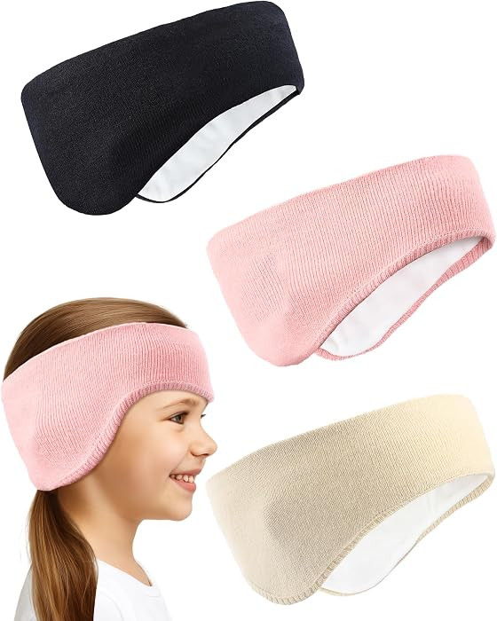 JenPen 3 Pcs Double-layer Ear Warmer for Kids Headband-knit Fuzzy Lined Winter Ear Muffs Cover fo... | Amazon (US)