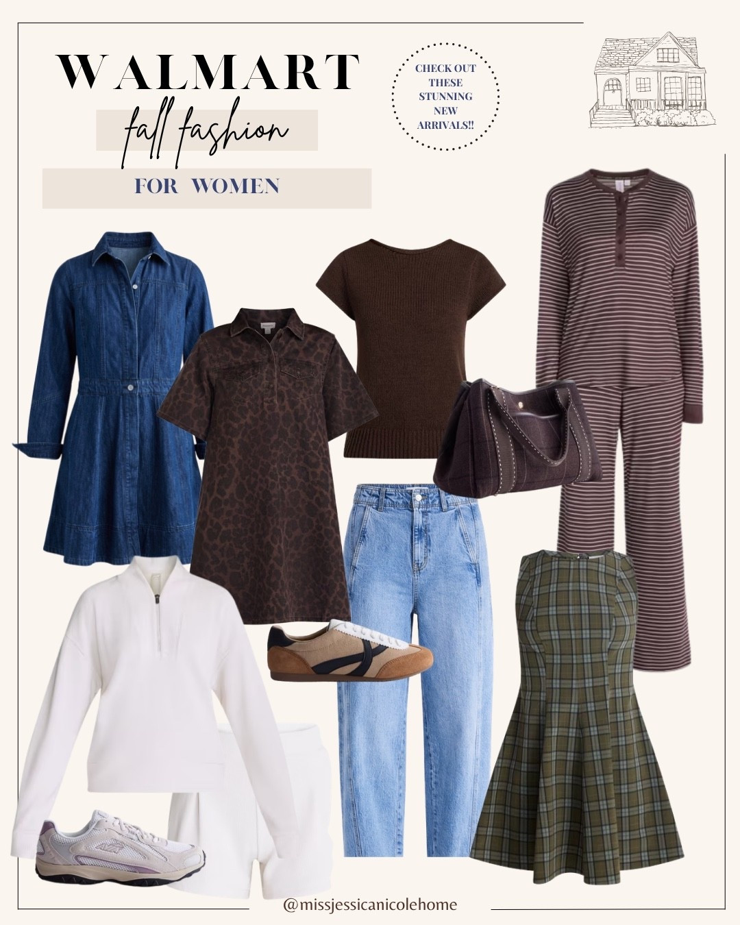 New fall fashion from Walmart!! Loving the browns and denim!// fall outfits for women