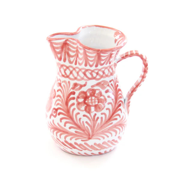 Handpainted Medium Spanish Pitcher, Coral | The Avenue