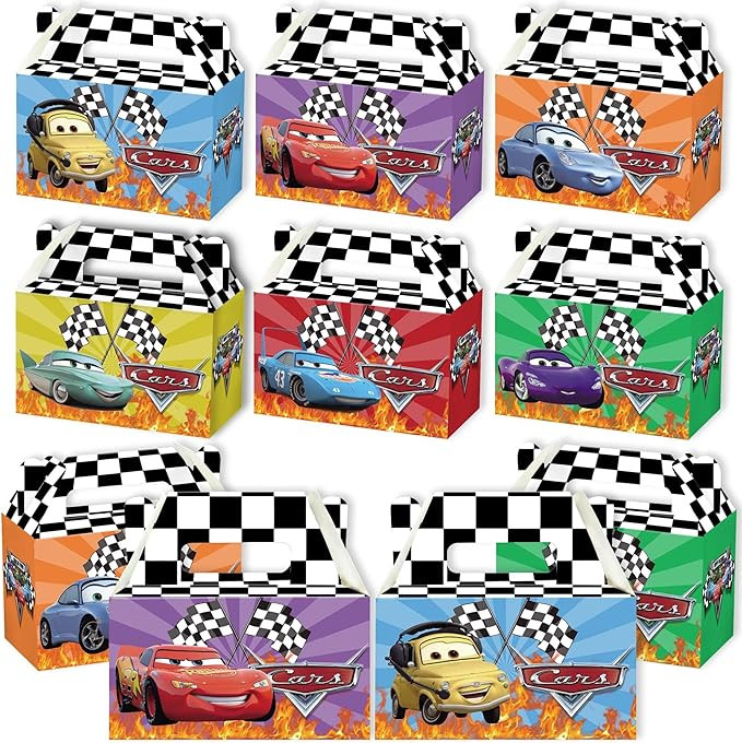 MLEDUY Cars Birthday Party Supplies, Cars Party Decorations, 12pcs Cars Gift Boxes, Candy Bags, C... | Amazon (US)