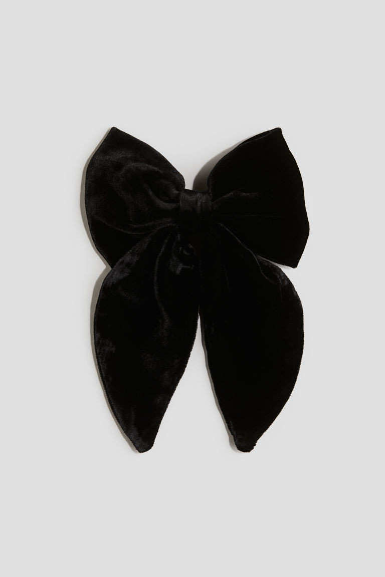 H & M - Bow-decorated velvet hair clip - Black | H&M (UK, MY, IN, SG, PH, TW, HK)