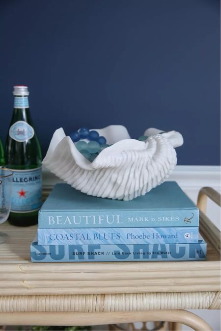 The cutest touch of Coastal home decor! This decorative bowl / ceramic clam shell is too cute! Styled with coastal coffee table books, blue coffee table books, and recycled glass beads (5/21)

#LTKfindsunder50 #LTKhome #LTKstyletip