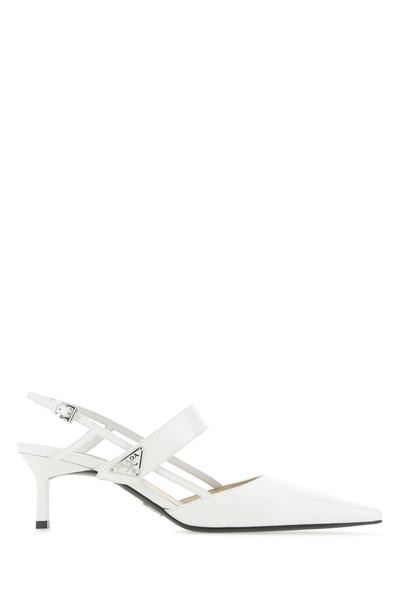 Prada Logo Plaque Slingback Pumps | Cettire Global