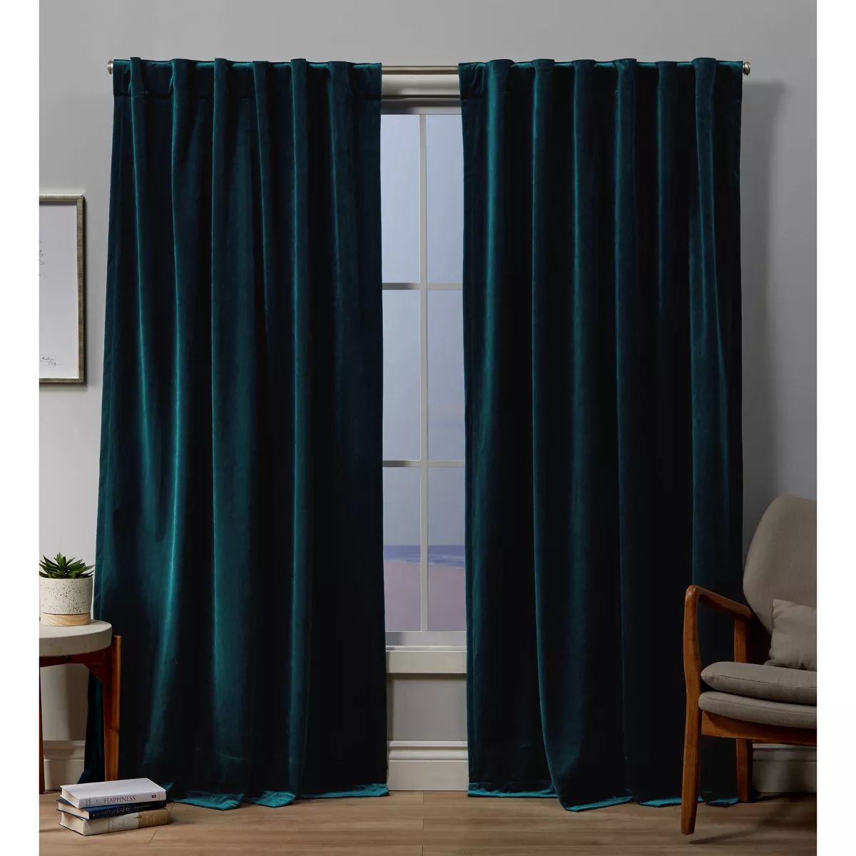 Set Of 2 Velvet Back Tab Light Filtering Window Curtain Panels - Exclusive Home | Target