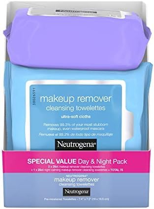 Neutrogena Day & Night Wipes with Makeup Remover Face Cleansing Towelettes & Night Calming Facial Cl | Amazon (US)