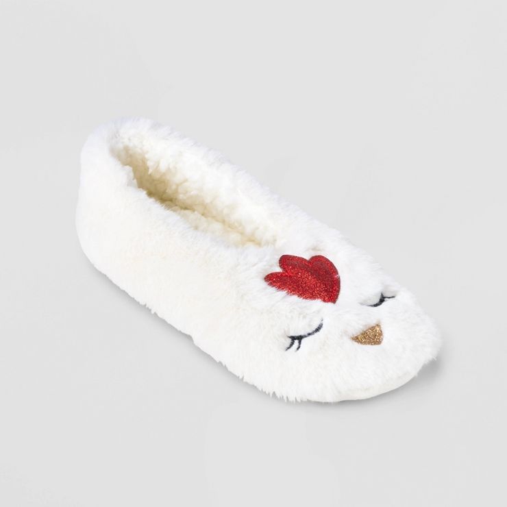 Women's Chicken Faux Fur Pull-On Slipper Socks with Grippers - Ivory | Target