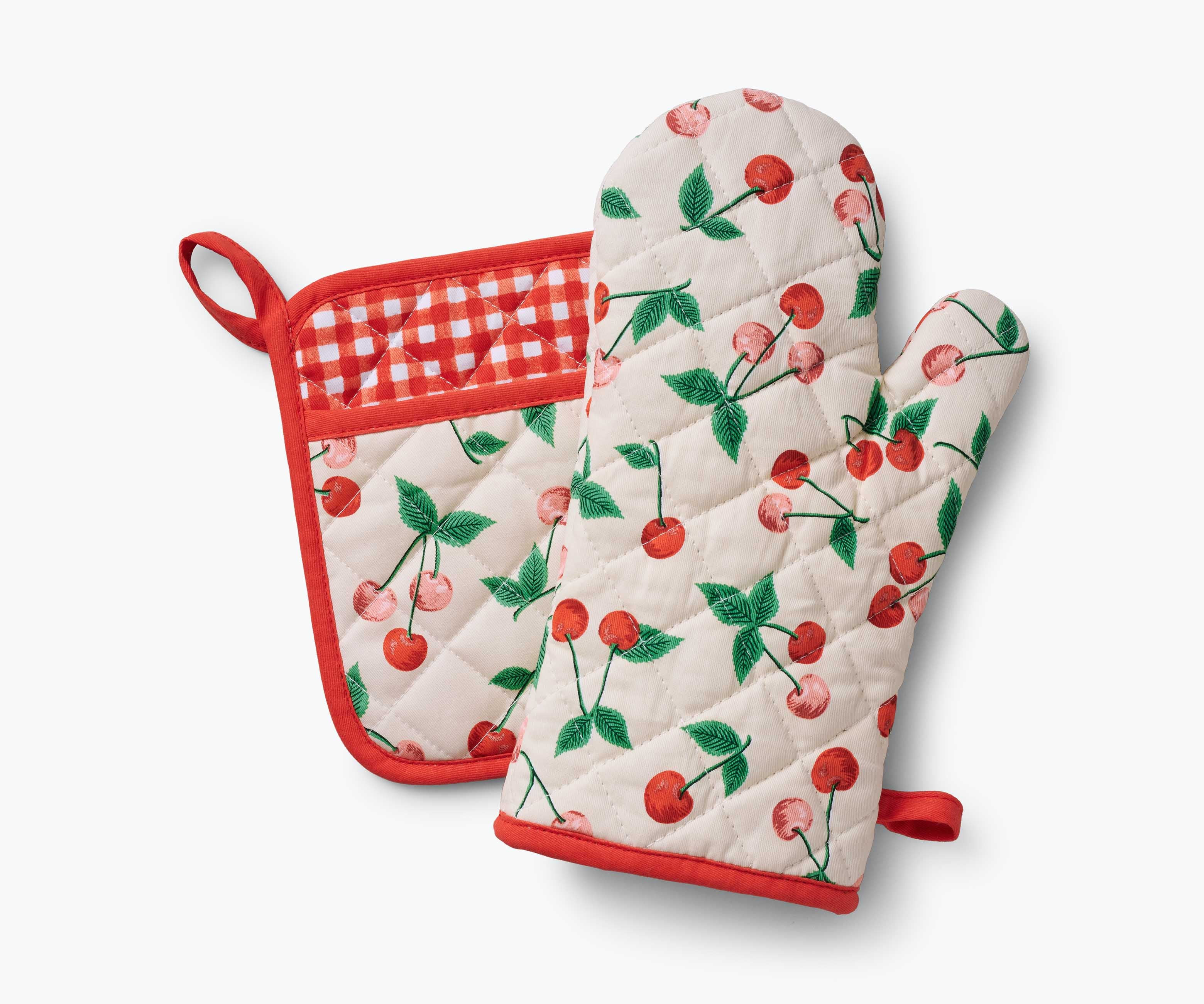 Oven Mitt and Pot Holder Set - Cherries | Rifle Paper Co.