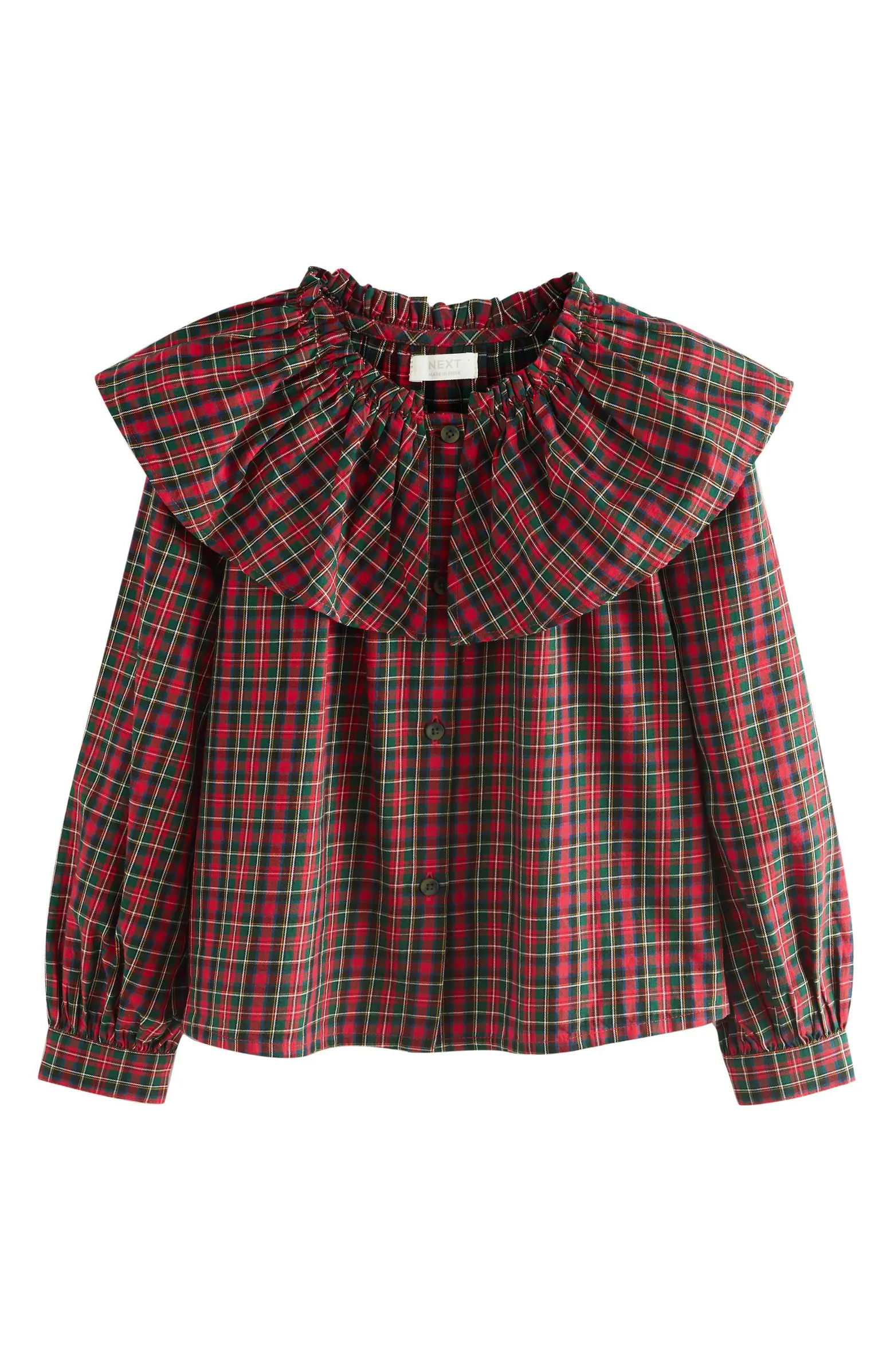 Kids' Plaid Platter Collar Cotton Button-Up Shirt | Nordstrom