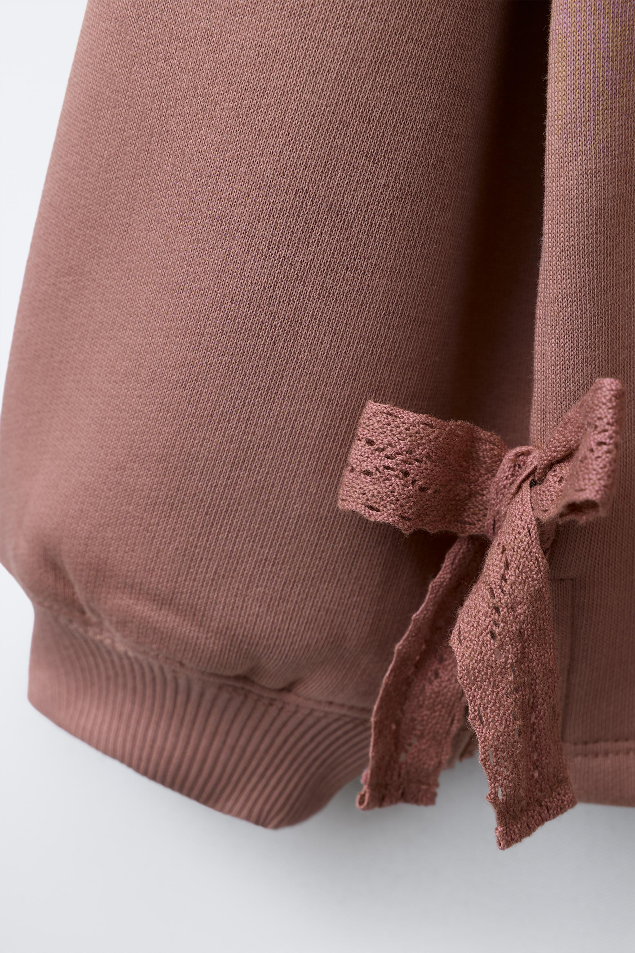 LACE BOW SWEATSHIRT AND WAFFLE LEGGING SET | Zara US