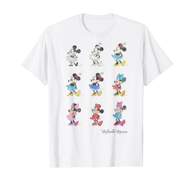Disney Mickey And Friends Minnie Mouse Through The Years Short Sleeve T-Shirt,Small | Amazon (US)