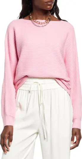 Ribbed Dolman Sleeve Cotton Blend Sweater | Nordstrom