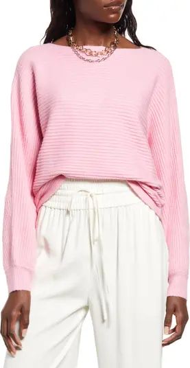 Ribbed Dolman Sleeve Cotton Blend Sweater | Nordstrom