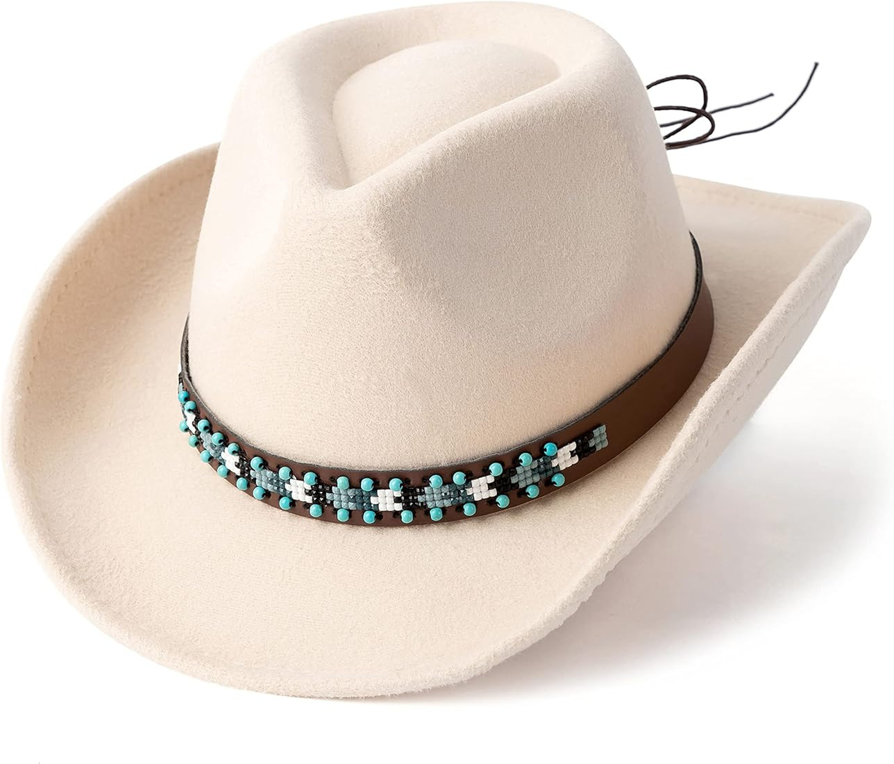 Gossifan Western Cowboy & Cowgirl Hat Felt Wide Brim Women Men Fedora Hats | Amazon (US)