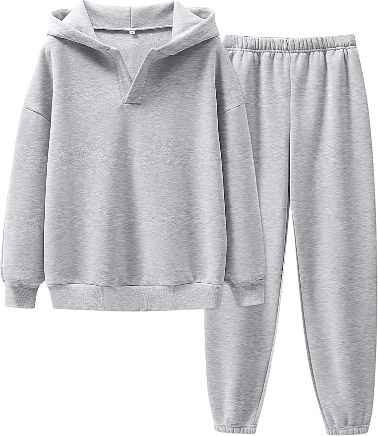 ANRABESS Womens 2 Piece Outfits Lounge Hoodie Oversized Sweatshirt V Neck Pullover Jogger Sweatpa... | Amazon (US)