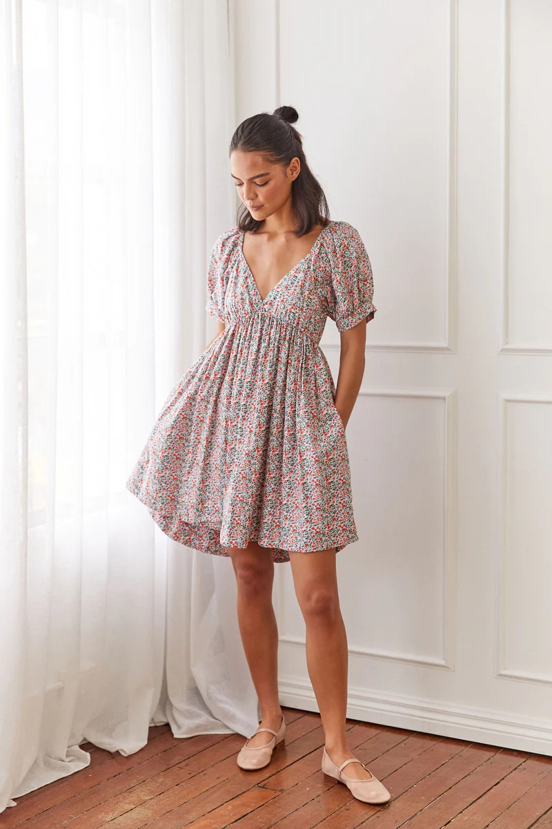 Fleur Lounge Dress - Short - Cotton - Floret | Piyama