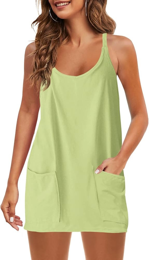 Panadila Womens Summer Sleeveless Mini Dress V Neck Spaghetti Strap Sundress Athletic Short Dress... | Amazon (US)