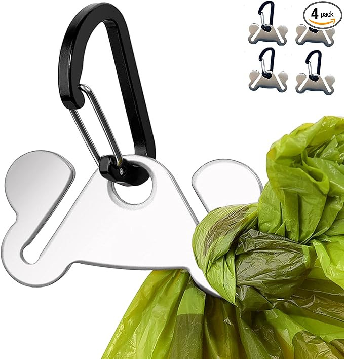 4PCS Dog Poop Bag Holder, Waste Bag Holder, Dog Poop Bag Carrier, Hand Free Holder, Metal Holder | Amazon (US)